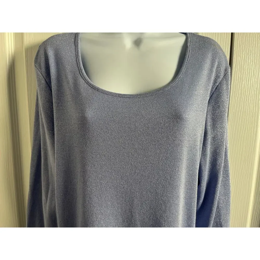 Chico’s Shimmering Blue Long Sleeve Top Women’s Size 2 NWT - Picture 4 of 11